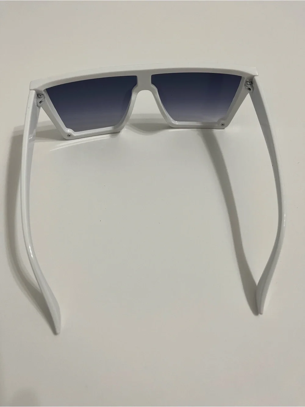 Oversized Shield Sunglasses in White with Gradient Smoke Lenses